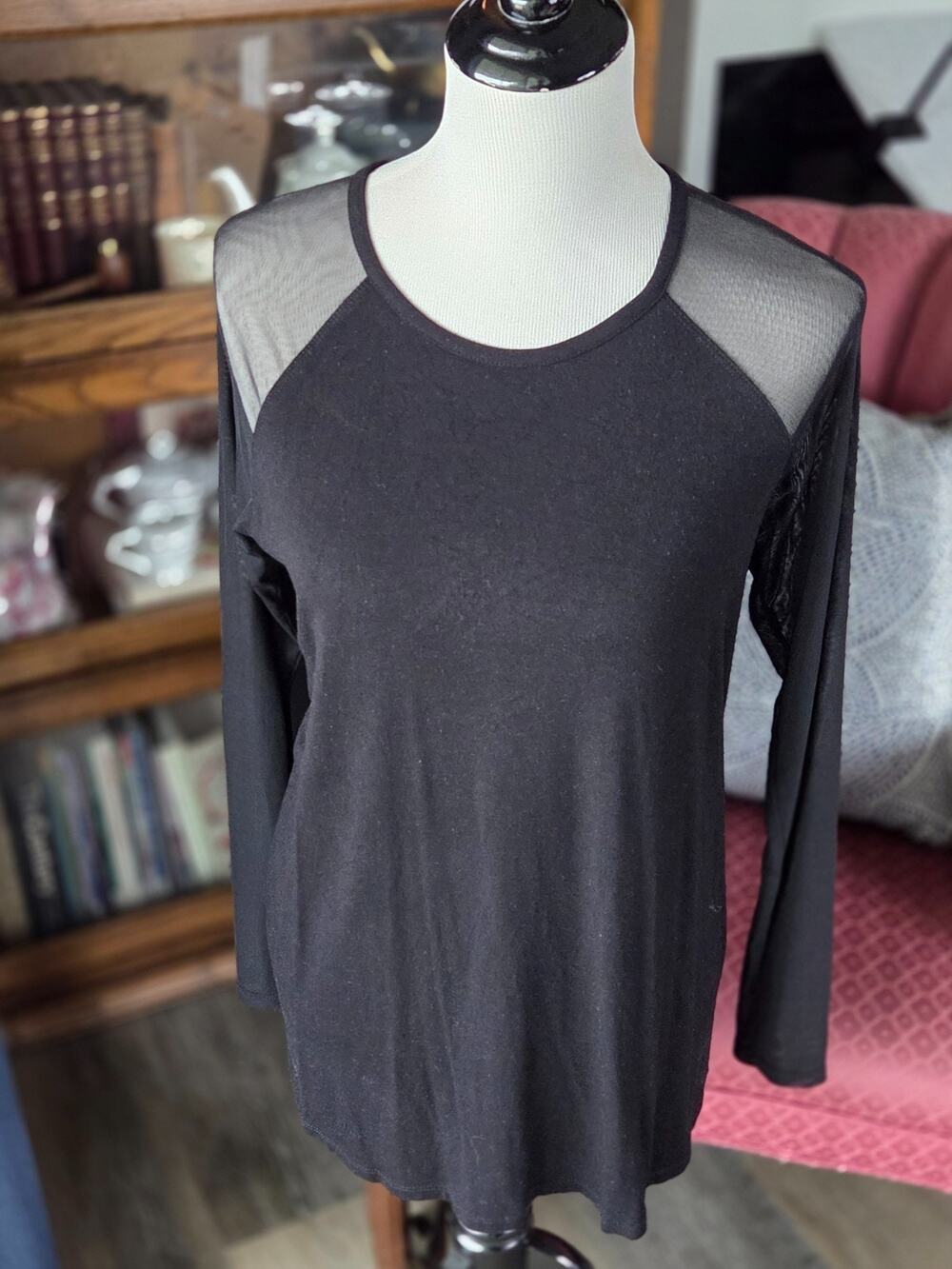 Torrid Super Soft Knits Black Long Sleeve Mesh top 0 L XL goth cozy witchy